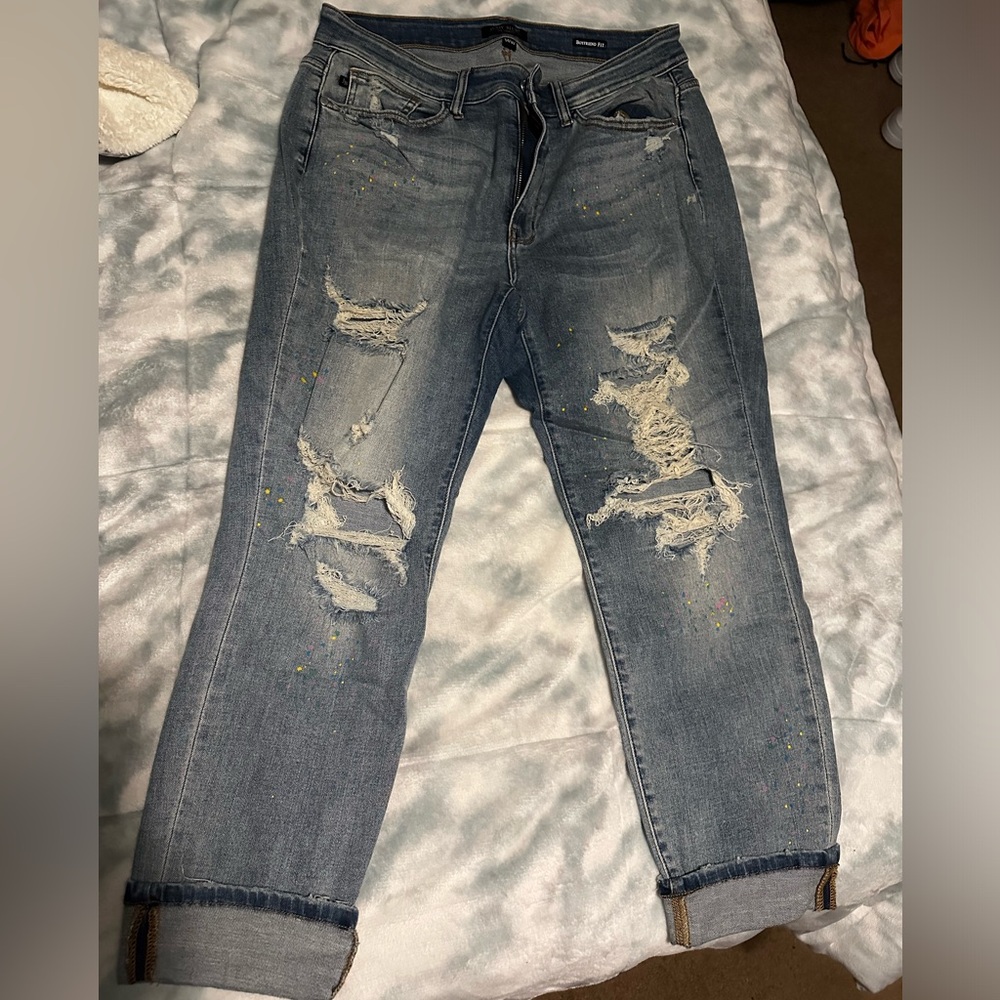 Judy Blue 14w Paint Splatter Boyfriend Fit